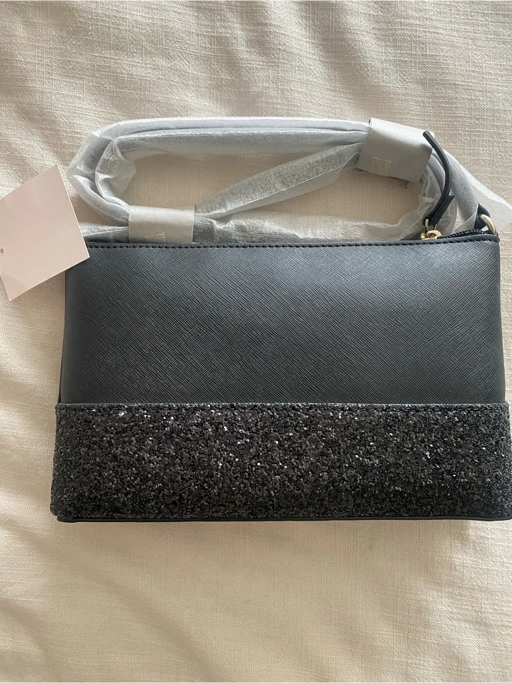 kate spade Black Crossbody with Glitter Bottom Trim
